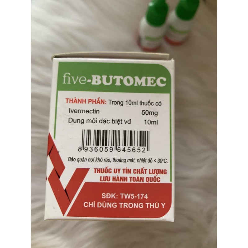 10ml five BUTOMEC - ve, rận, ghẻ, bọ chét trên chó mèo, nhỏ ngoài da