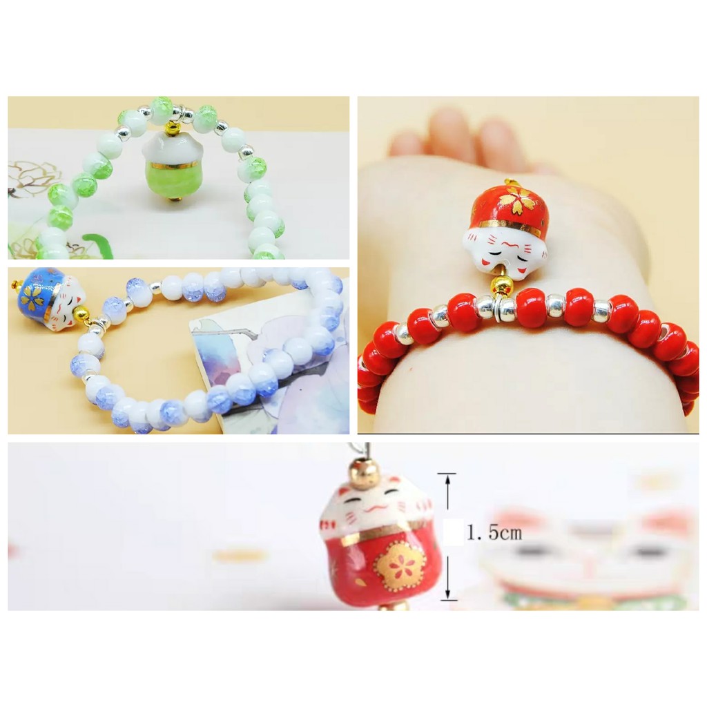 Vòng Tay Mèo Thần Tài may Mắn Maneki neko Vòng Sứ - The Sóc's Jewelry