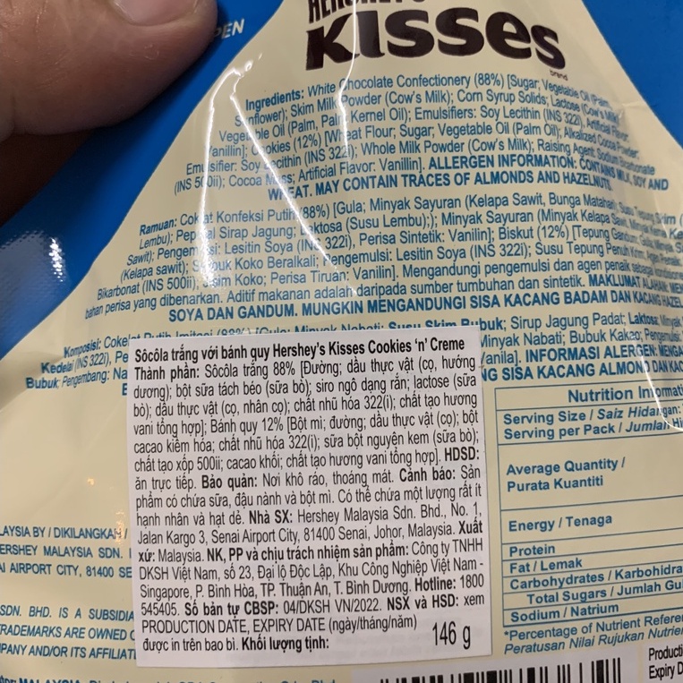 SOCOLA HERSHEY'S các loại date 25/7/2023