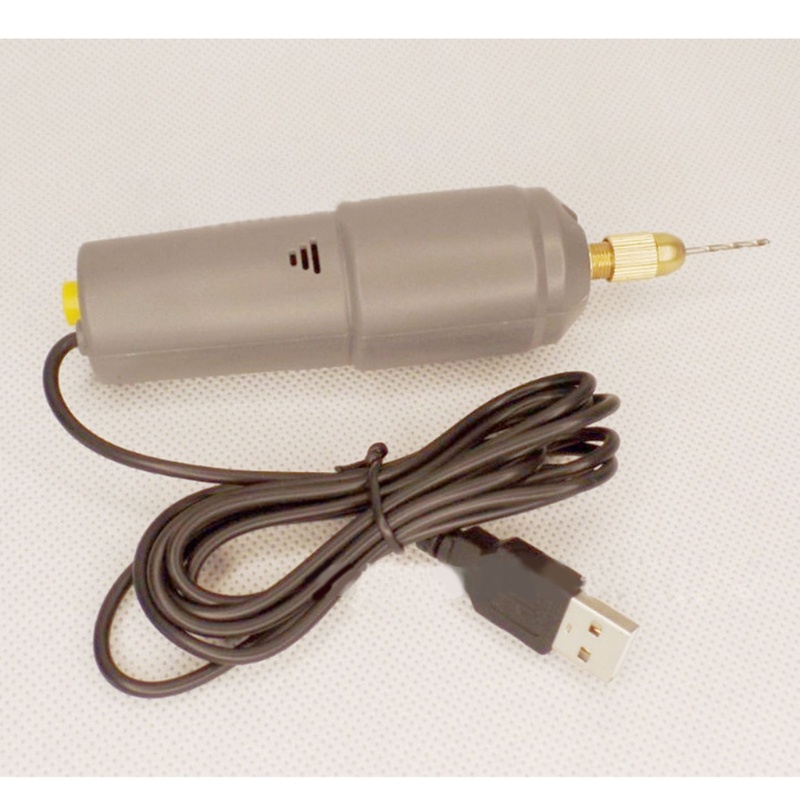 Máy Khoan Điện USB Mini Màu Xám Kèm Mũi Khoan Nhựa Resin / Gỗ