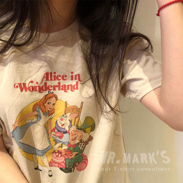 Áo Thun Ngắn Tay Dáng Rộng In Họa Tiết Hoạt Hình Xinh Xắn Dành Cho Nữ