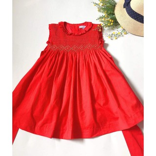 Đầm Smock đỏ cổ tròn