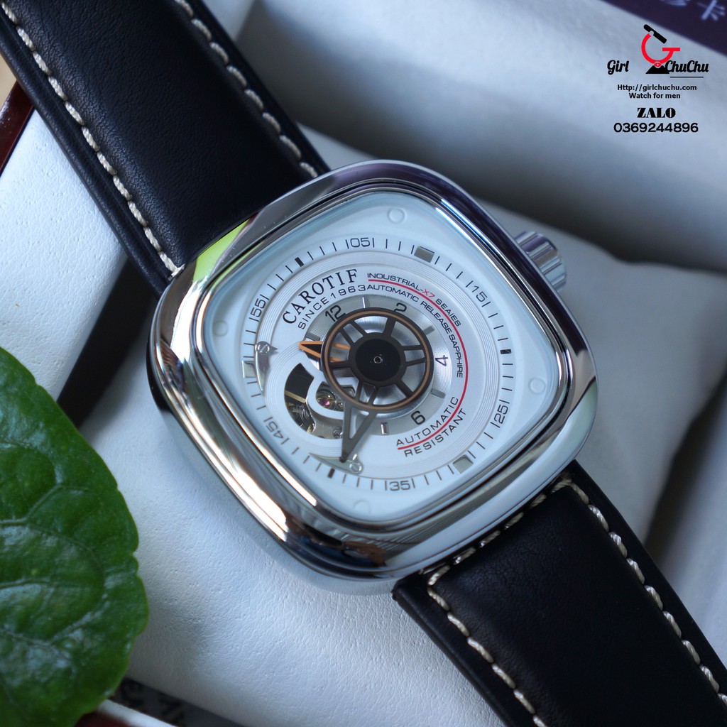Đồng Hồ Nam Carotif Cơ Lộ Máy Tự Động (style sevenfriday) Màu trắng viền trắng | BigBuy360 - bigbuy360.vn