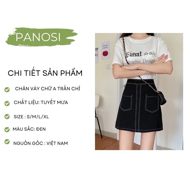 Chân váy chữ A trần chỉ chân váy ngắn nữ phối túi hộp chất tuyết mưa dày dặn dễ mặc PANOSI - CV451