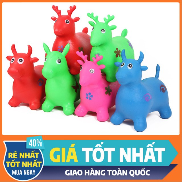 Thú Nhún Bơm Hơi Hình Con Hươu Cho Bé, Màu Sắc: Xanh Dương, Đỏ, Xanh Lá, Hồng Làm Bằng Nhựa Cao Su, Anh Toàn Cho Bé