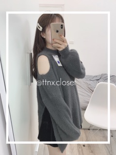 Áo len lông thỏ khoét vai cao cấp