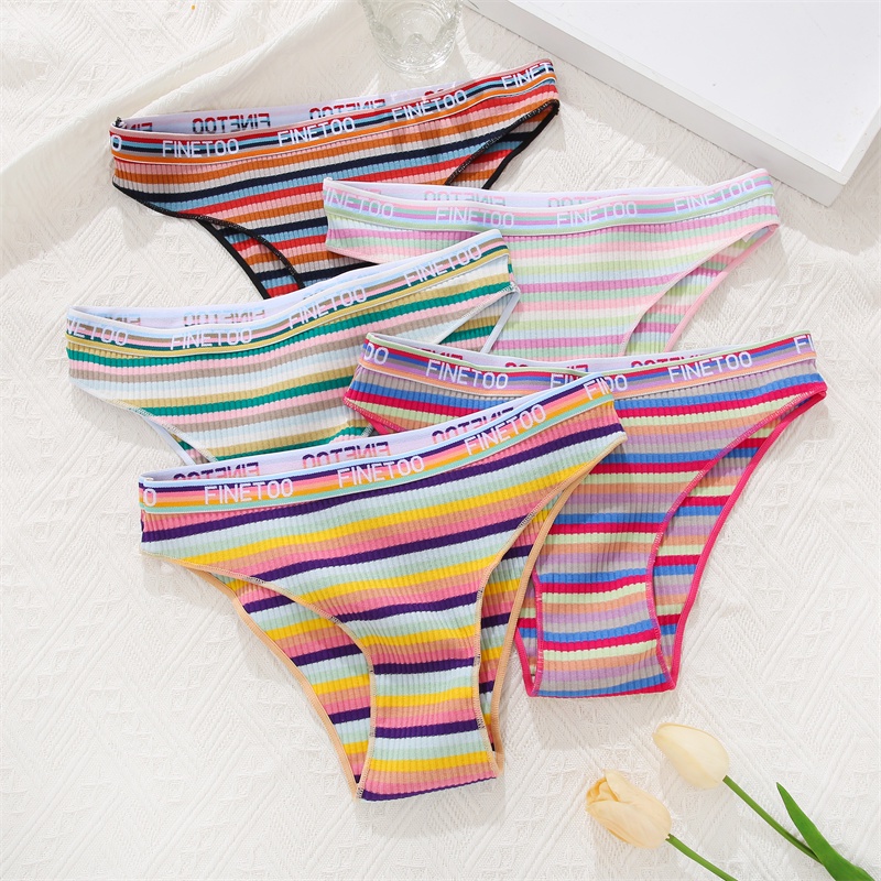 Set 3 quần lót CUTEBYTE cotton không in hằn vết họa tiết kẻ sọc mặc thoải mái dành cho nữ