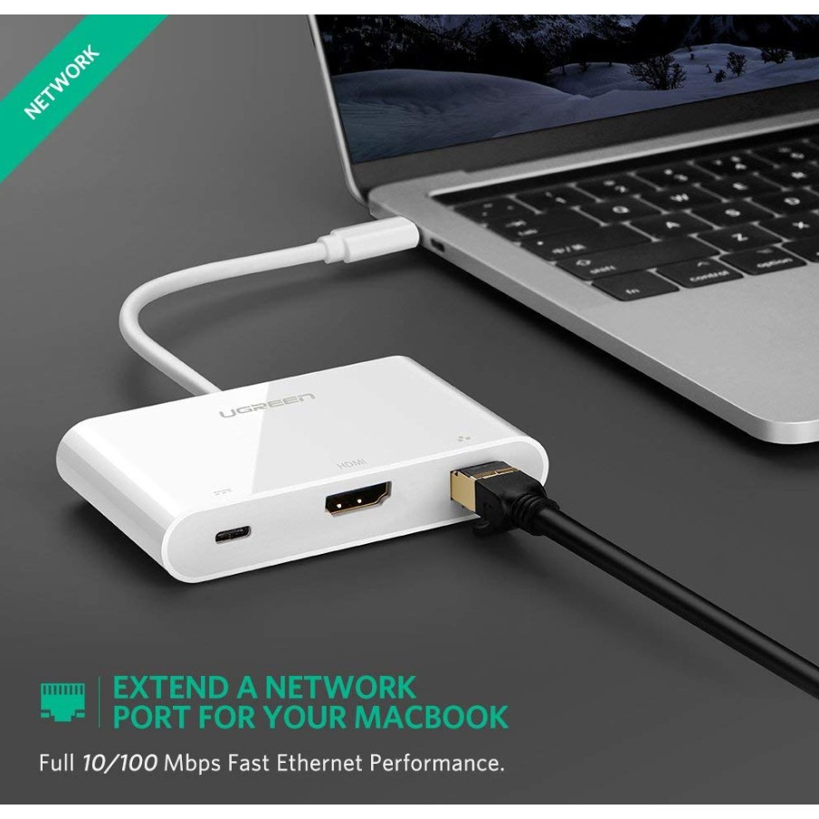 Bộ Chuyển USB-C ra HDMI, Hub USB, Ethernet Cao Cấp UGREEN