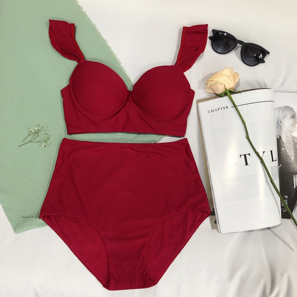 Bộ bikini màu đỏ nâng ngực VIBES Bikini Reddie Ruffle Set