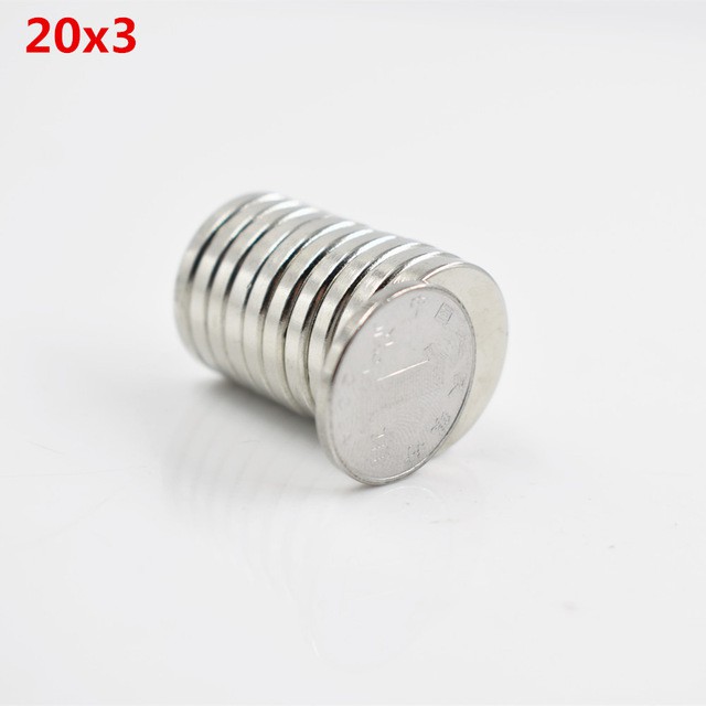5 viên Nam châm viên trắng 20x3mm - loại nam châm viên đất hiếm lực hút siêu mạnh