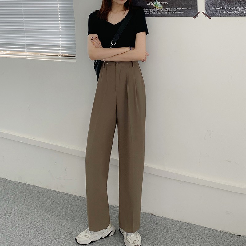 Quần ống suông khoá trước chất tuyết mưa dáng dài hottrend