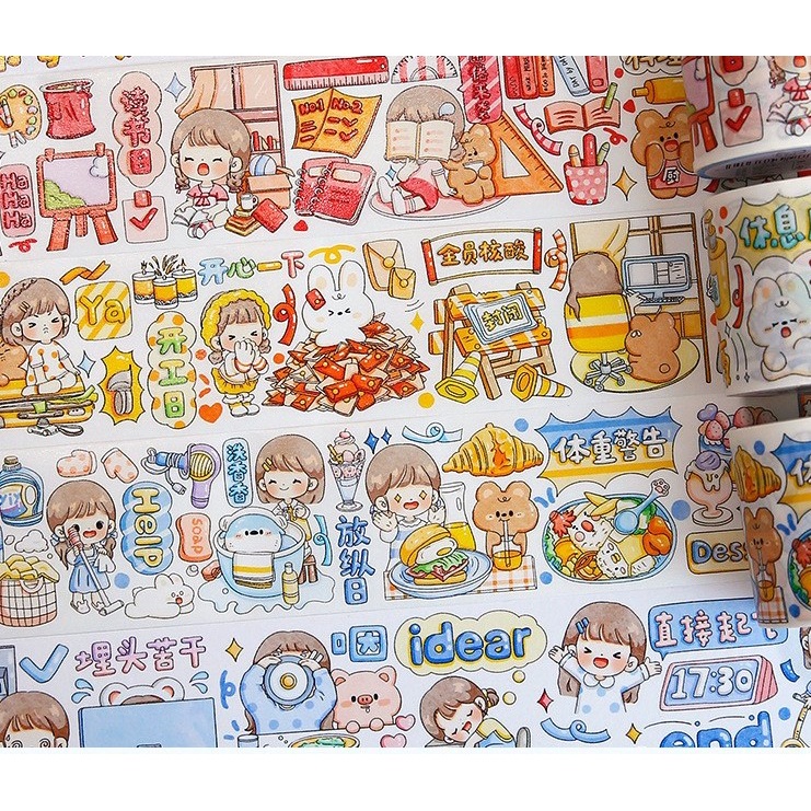 Cuộn washitape họa tiết Telado dễ thương, Chiết chu kỳ DoDoJam xinh xắn, sticker dán trang trí sổ tay