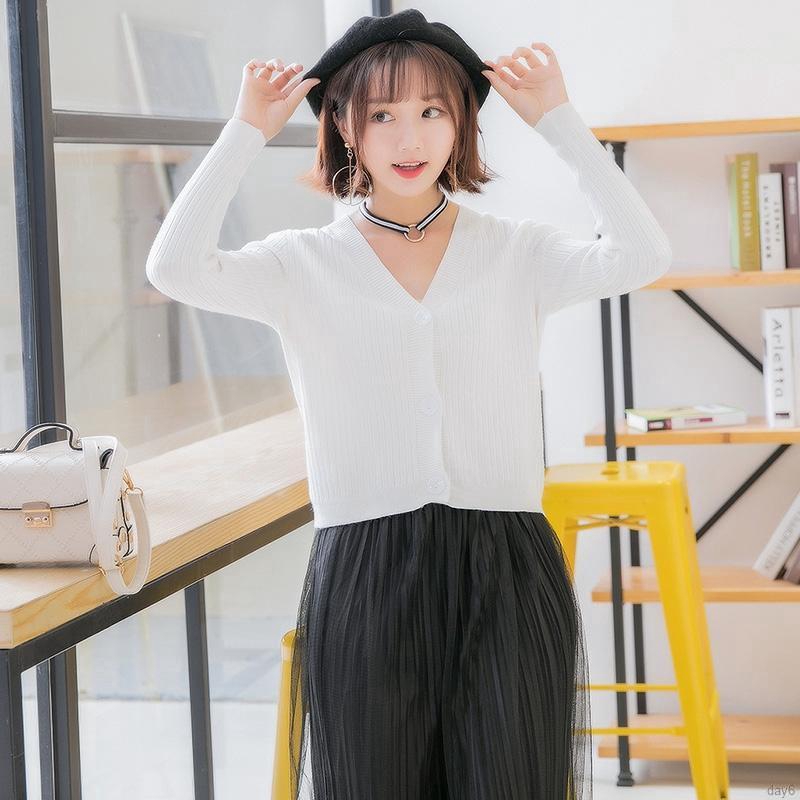 Áo Cardigan dệt kim tay dài phong cách Hàn Quốc