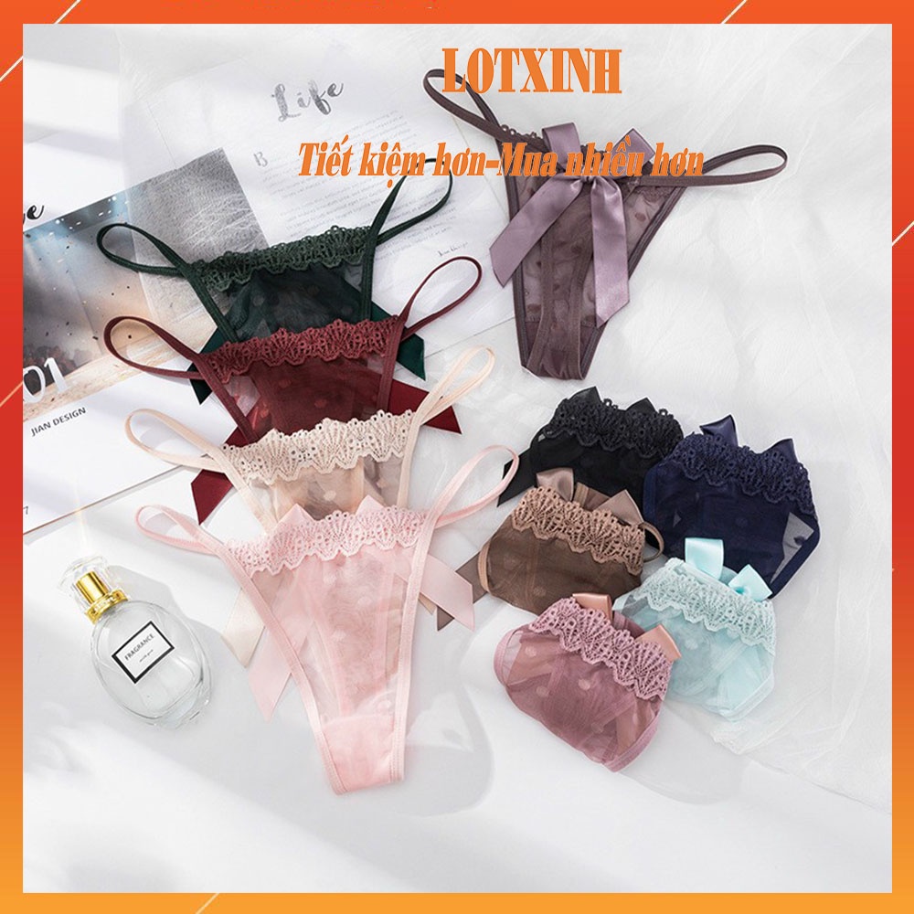 Quần Lót Nữ ❤️ Lọt Khe Ren Xuyên Thấu Dây Mảnh Đính Nơ To Quyến Rũ LOTNU17