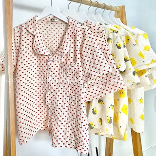 Bộ Ngủ Nữ Pijama vải xô Muslin hoạ tiết, bộ ngủ nữ cao cấp vải xô chất đẹp - Pak.official_