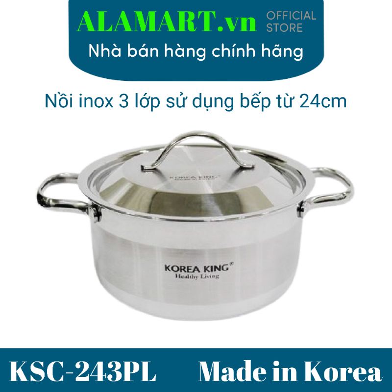Nồi Inox sử dụng bếp từ Korea King KSC 243PL 24cm nhập khẩu Hàn Quốc