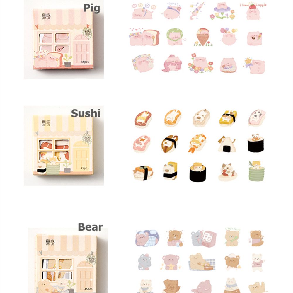 Hộp 45 miếng dán hình ngôi nhà trang trí sổ tay/ nhật ký dễ thương