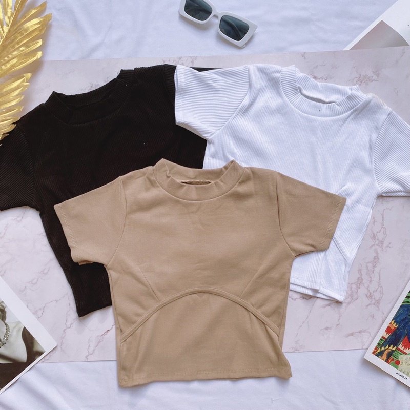 Áo Croptop Thun Gân Cổ Tròn Dây Viền Dưới Ngực A5205 | BigBuy360 - bigbuy360.vn