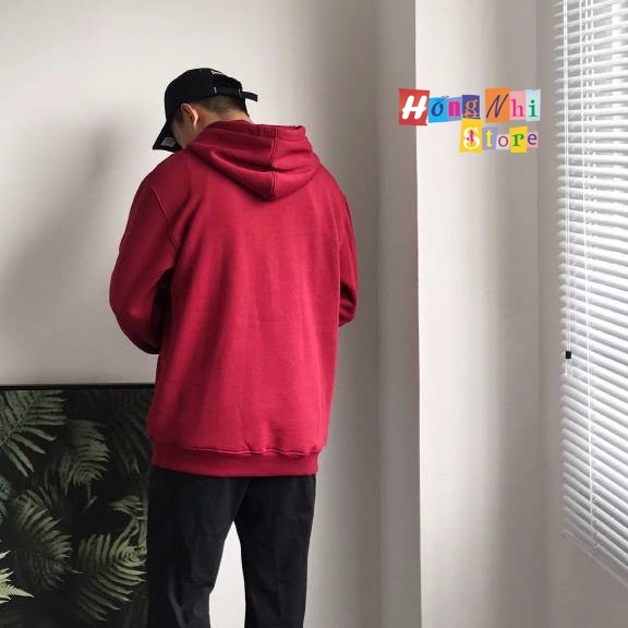 Áo Khoác Hoodie Trơn Ulzzang Unisex Màu Đỏ Đô Chất Nỉ Bông Cao Cấp Dáng Rộng Nam Nữ - MM