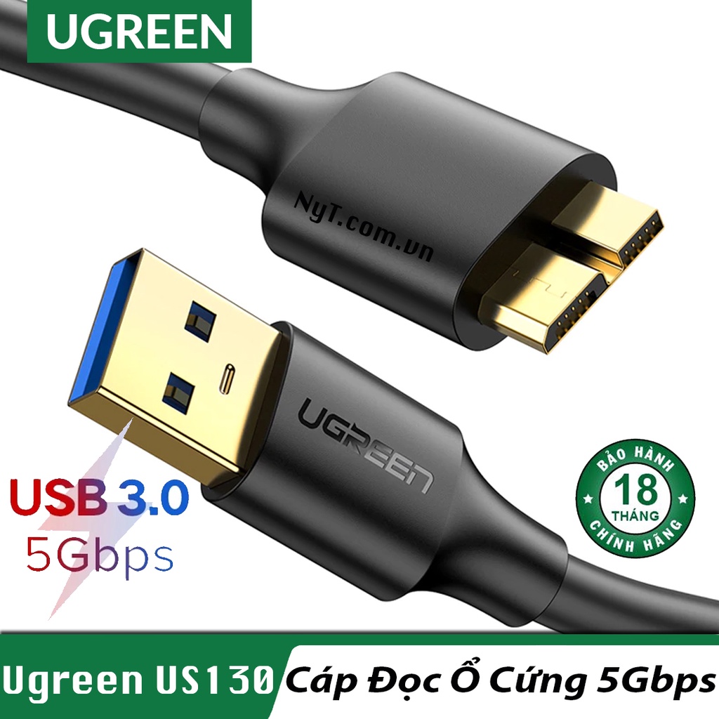 Cáp Đọc Ổ Cứng 5Gbps &amp; Sạc Micro USB B Dài 0.5M - 2M Ugreen US130 - BH 18T Chính Hãng