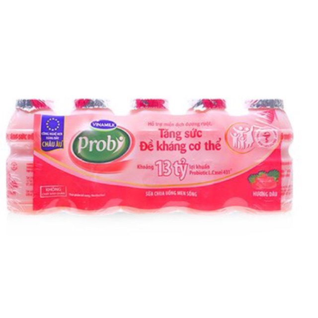 Sữa chua uống Vinamilk Probi dâu chai 65ml (Lốc 5 chai)