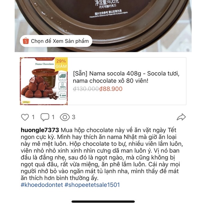 Nama socola 408g - socola tươi, nama chocolate xô 80 viên - ảnh sản phẩm 4