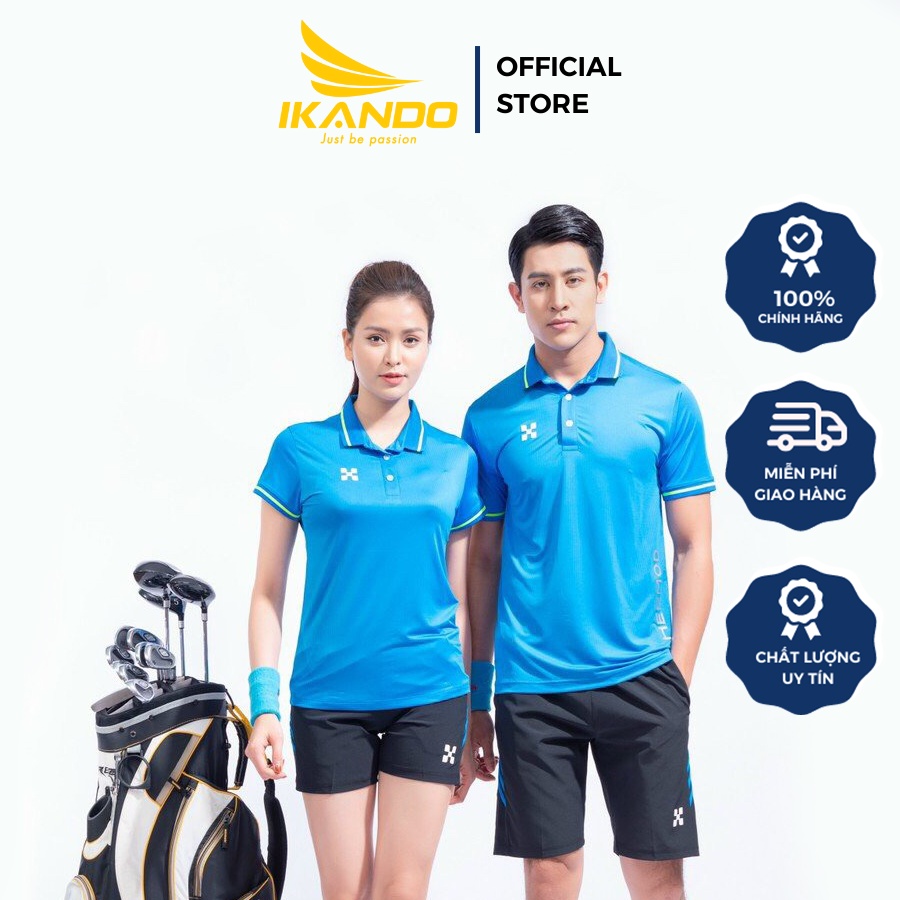 Áo Golf thể thao Nam Nữ Hermod Shine, Vải thun lạnh co giãn, Thoáng mát, Thấm hút mồ hôi - Xanh Coban