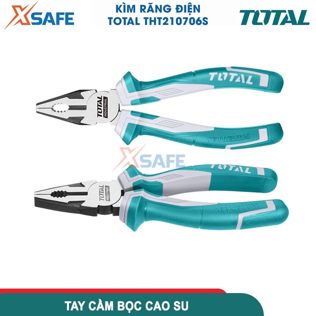 Kìm răng điện đa năng cao cấp TOTAL THT210706S 7&quot; kềm điện thép Cr-V chống rỉ siêu cứng tay cầm cách điện tiết kiệm 30%