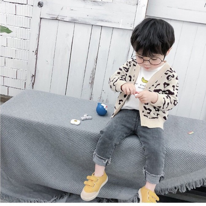 [HÀNG CỰC ĐẸP FREE SHIP] Áo cardigan len da báo phong cách Hàn Quốc cho bé trai