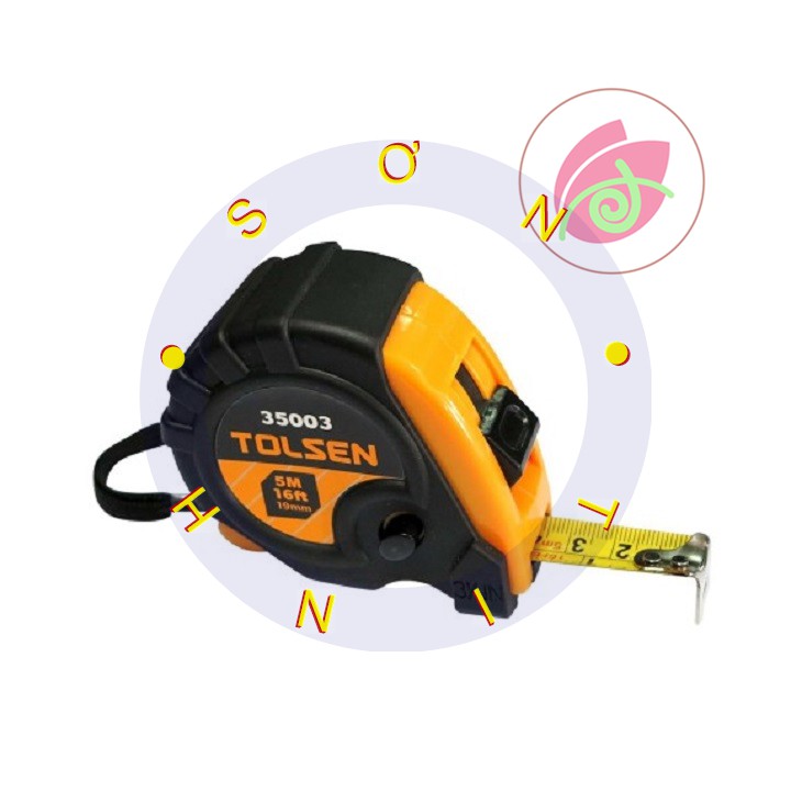 Thước cuộn Tolsen 35003 5m - Bọc cao su, đầu nam châm mạnh