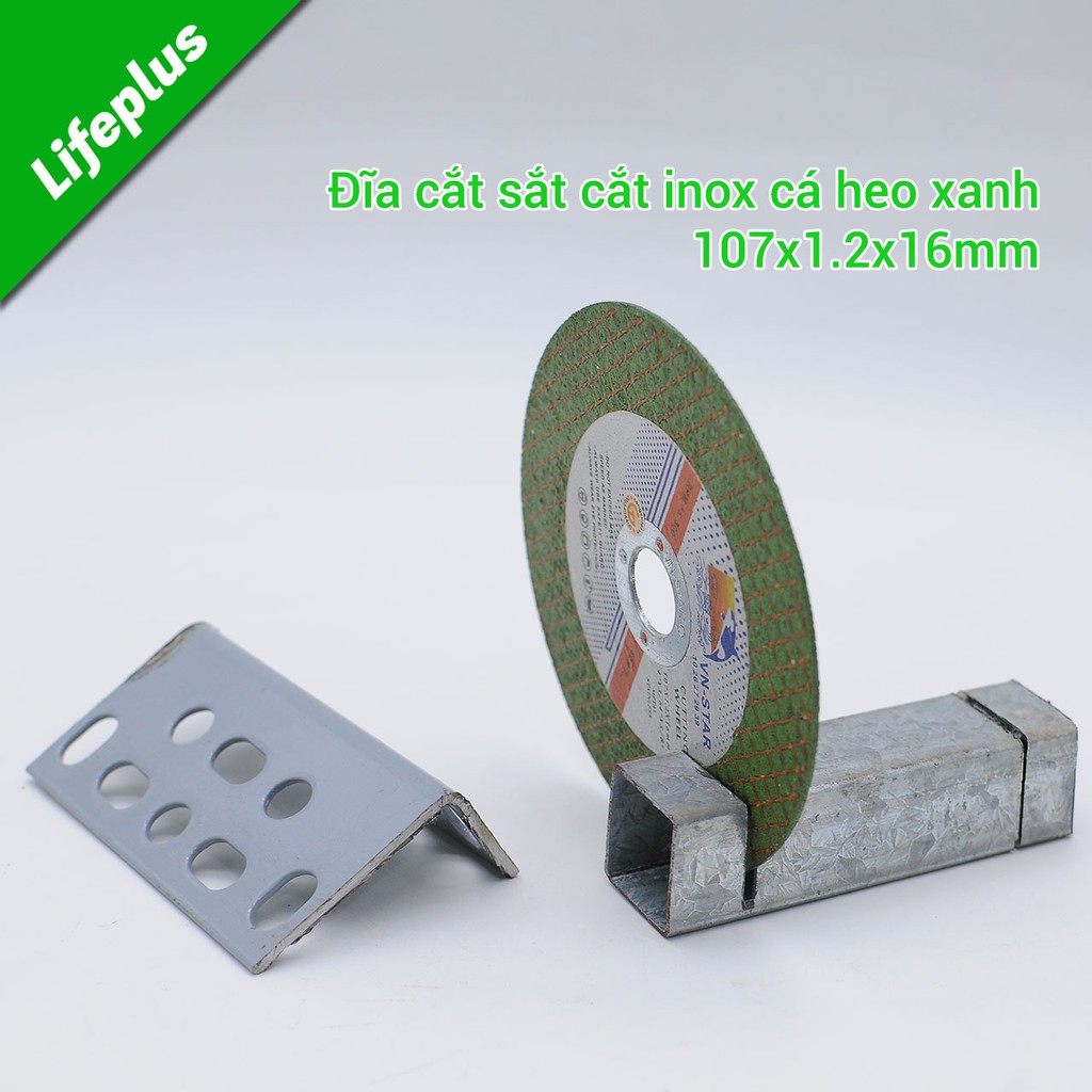 Đĩa cắt sắt cắt inox cá heo xanh kích thước 107x1.2x16mm