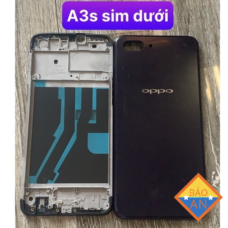 Vỏ oppo A3s (16G) khay sim lỗ dưới full bộ như hình (chưa có khe sim)