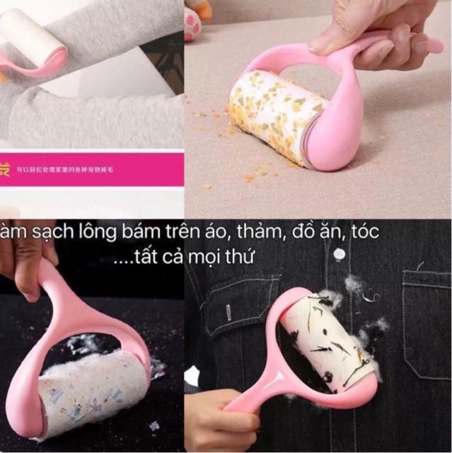 CÂY LĂN BỤI QUẦN ÁO HỒNG KÈM THÊM 2 CUỘN LĂN BỤI mã hàng hot