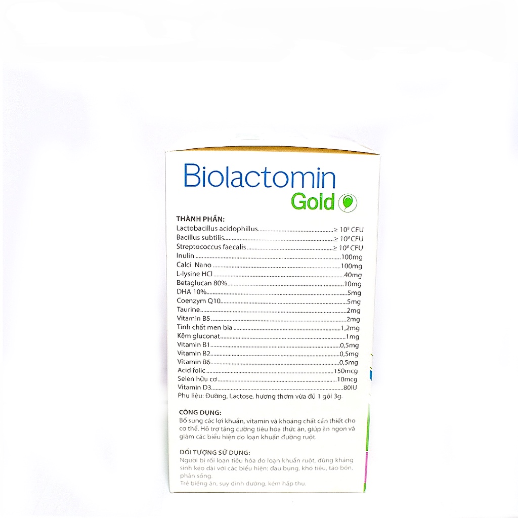 Cốm Biolactomin Gold 1 Tỷ Lợi Khuẩn/ Gói, Hỗ Trợ Tiêu Hóa, Trẻ Biếng Ăn, Kém Hấp Thụ, hộp 30 gói