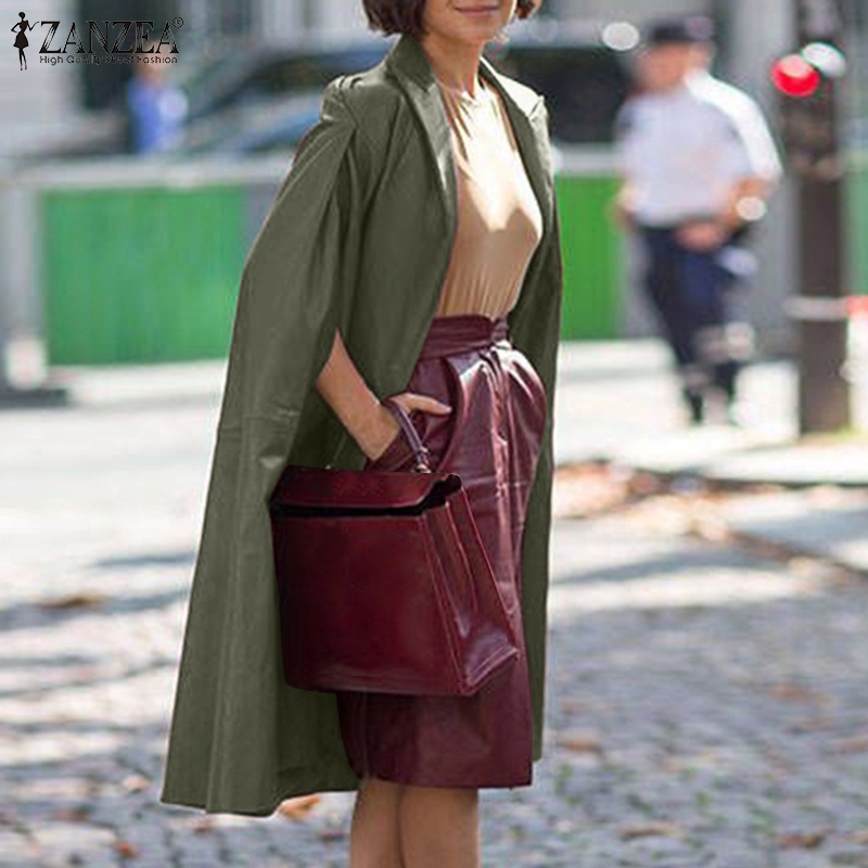 Áo khoác ZANZEA vải da PU dáng rộng màu trơn kiểu giản đơn hợp thời trang | BigBuy360 - bigbuy360.vn