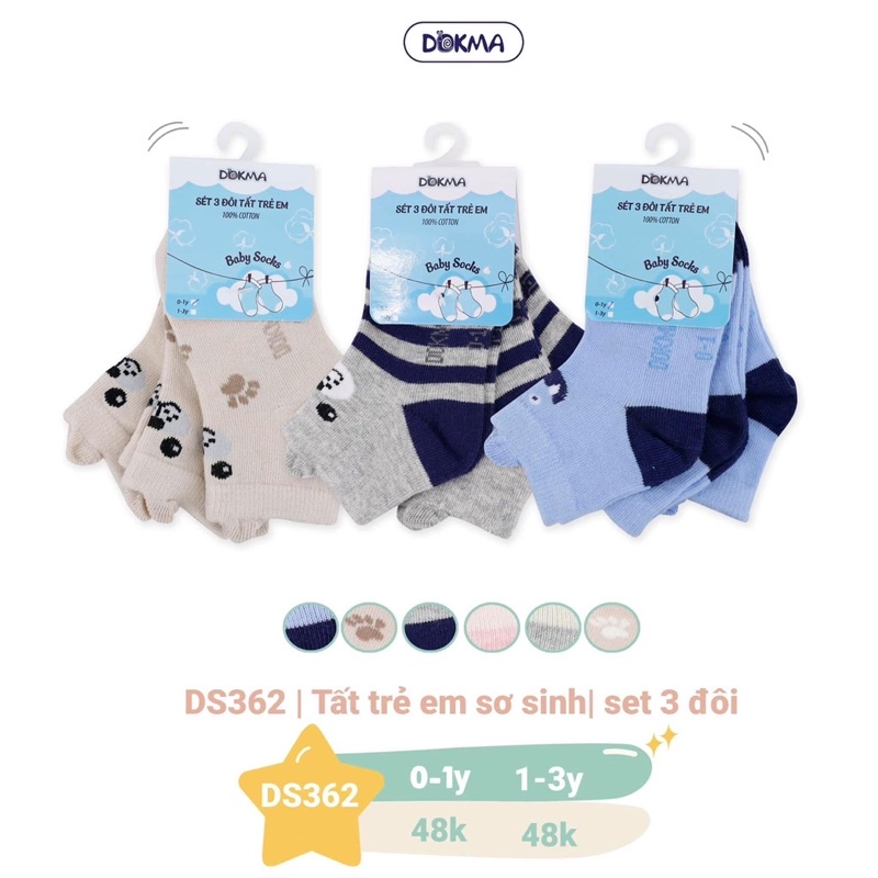 SET tất 3 đôi dokma 0-3y