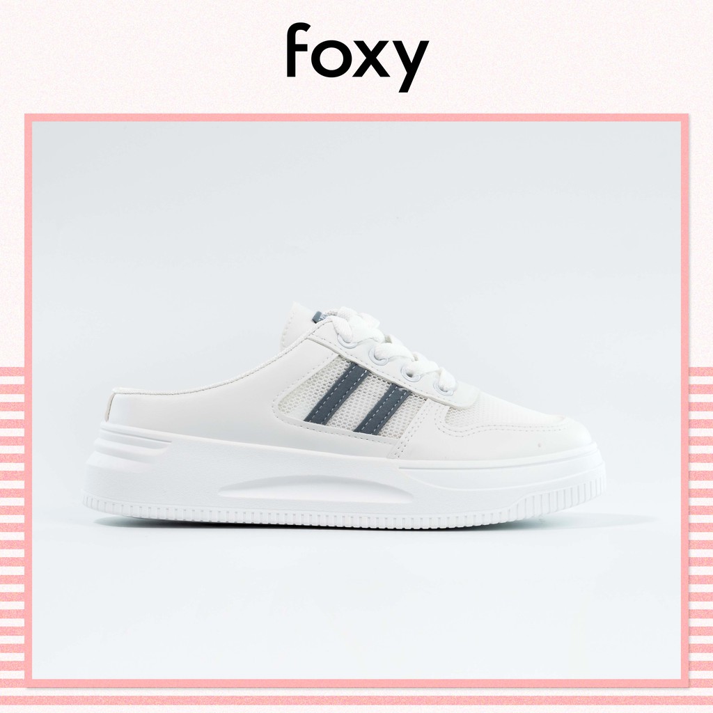 Giày Sục Thể Thao Nữ FOXY Dáng Sục Mule Hở Gót Basic Màu Trắng Đế Cao - FOX010