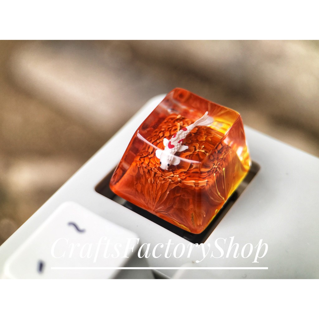 Keycap Lẻ Resin Nút Bàn Phím Cơ Cá Koi R1 Profile OEM 1u