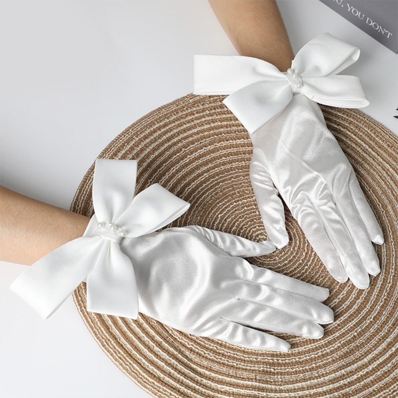 Găng Tay Satin Ngắn Co Giãn Phong Cách Vintage 20 ''