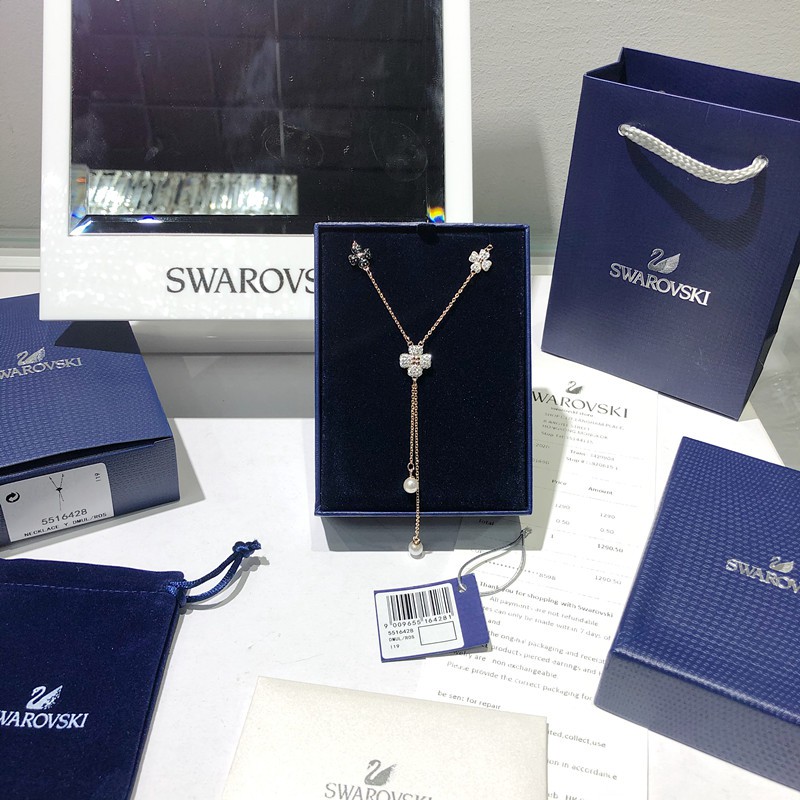 [Sản phẩm mới] Swarovski LATISHA Người đàn ông hoa thanh lịch, Dây chuyền nữ hình chữ Y tươi mát và lãng mạn