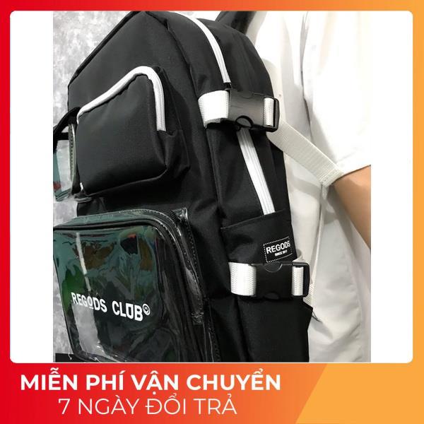 Balo thời trang nam nữ cặp học sinh kích cỡ lớn nhiều ngăn đựng chất vải canvas chống thấm nước tặng hộp đựng bút LA 877