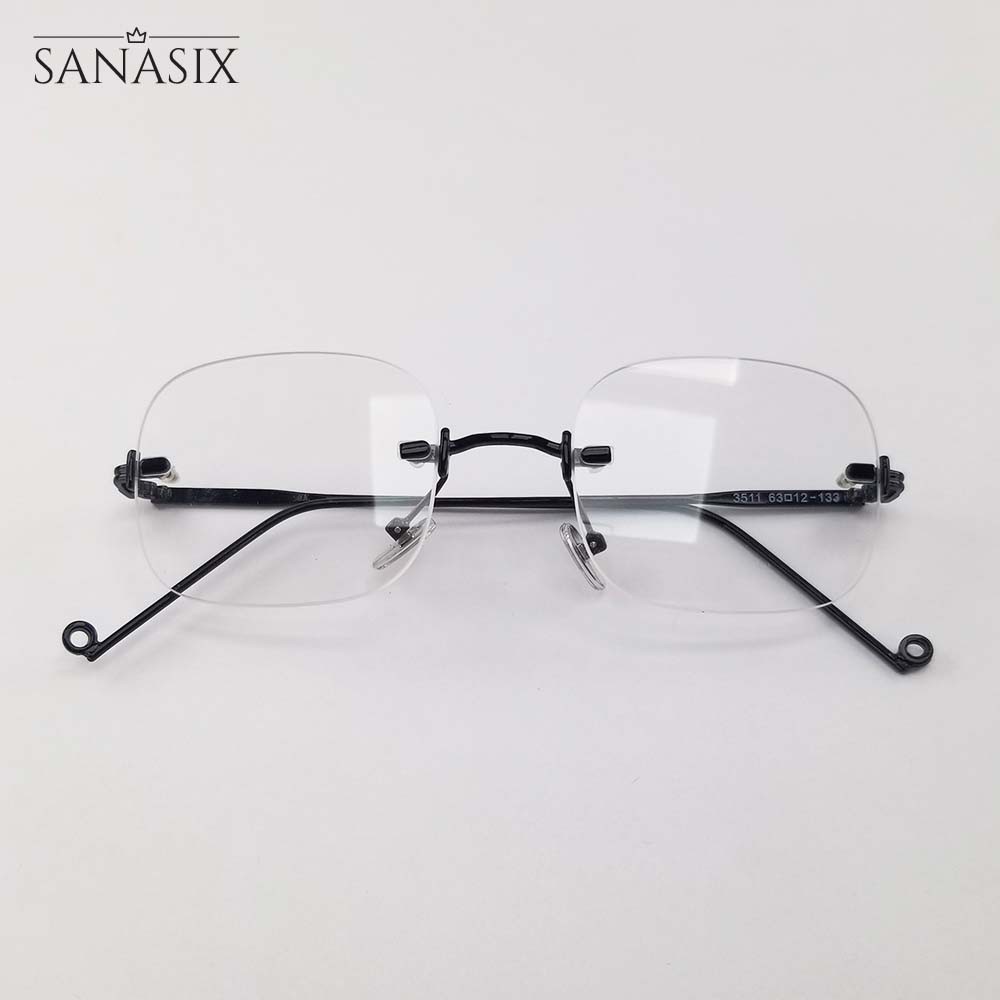 Gọng kính nam nữ mắt gả cận 0 độ, tròng không viền 3511 màu đen, bạc, vàng.Tròng kính chống ánh sáng xanh, chống tia UV | BigBuy360 - bigbuy360.vn