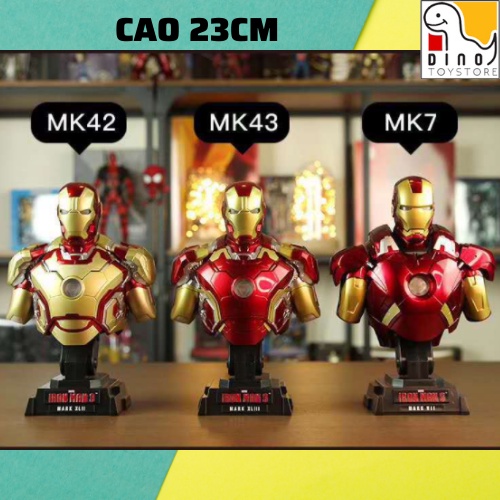 Mô hình Iron Man bán thân có LED 1/4 23cm Avengers