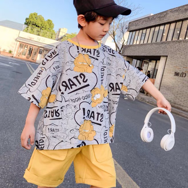 Đồ bộ bé trai Con Xinh cotton hình in  Mèo Masu STAR, quần áo bé trai từ 14 đến 45kg