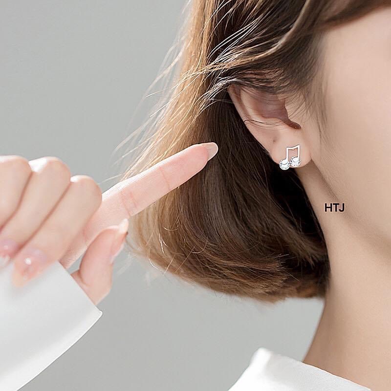 Bông tai nữ THJ nốt nhạc ôm đá cá tính -Chuẩn bạc ta