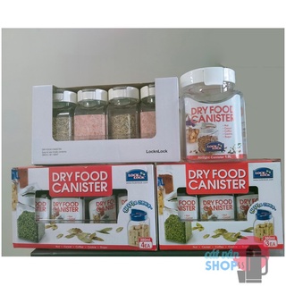 Bộ hộp đựng gia vị nhà bếp , hủ đựng thực phẩm khô Lock&Lock kèm khay HTE500S4 HTE500NS4