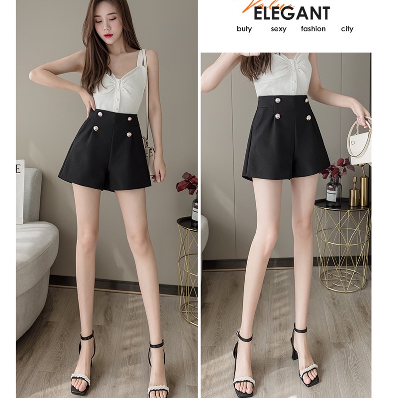 Quần Short Nữ Ống Rộng Lưng Cao Thời Trang Hàn Quốc