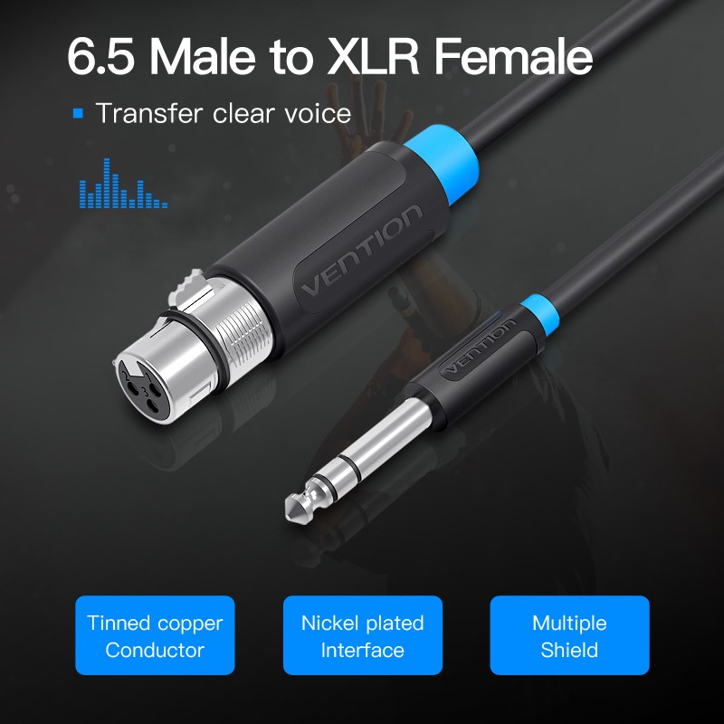 Dây Cáp VENTION Chuyển Đổi Cổng 6.35mm 1 / 4" Trs Sang Xlr