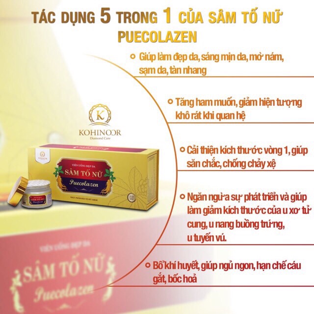 [MẪU MỚI NHẤT] Hộp 3 Lọ Viên Uống Đẹp Da Sâm Tố Nữ Cao Cấp Puecolazen Kohinoor Chính Hãng | BigBuy360 - bigbuy360.vn