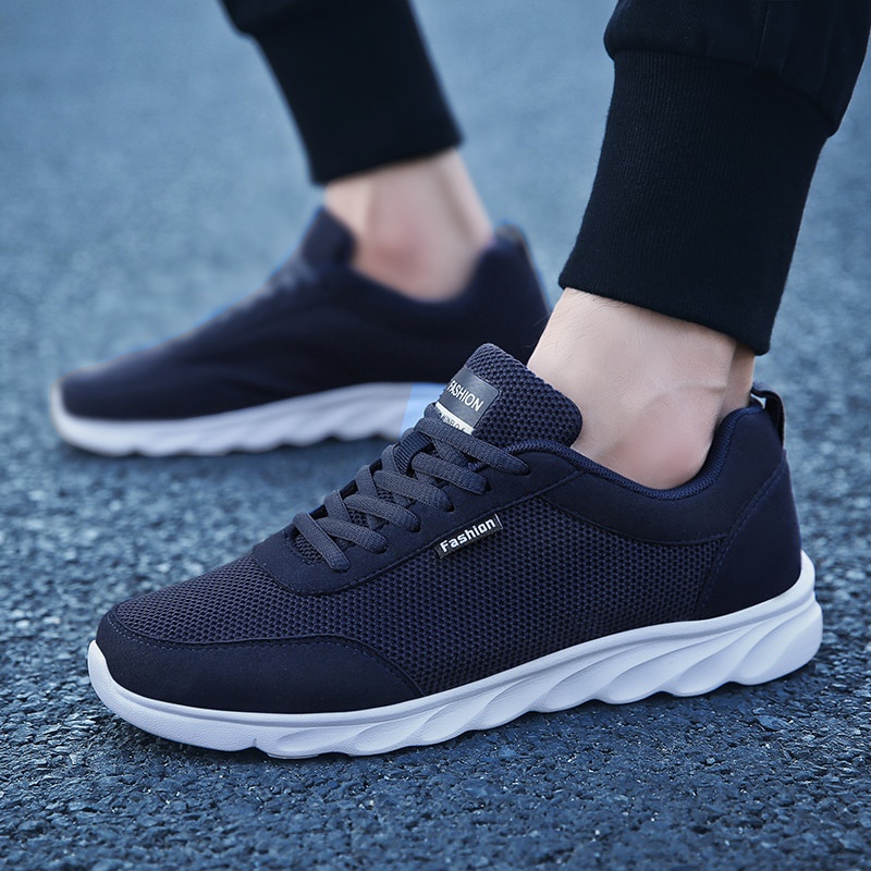 Giày thể thao phối lưới thoáng khí gọn nhẹ thời trang mùa thu cho nam size 38-47 2021